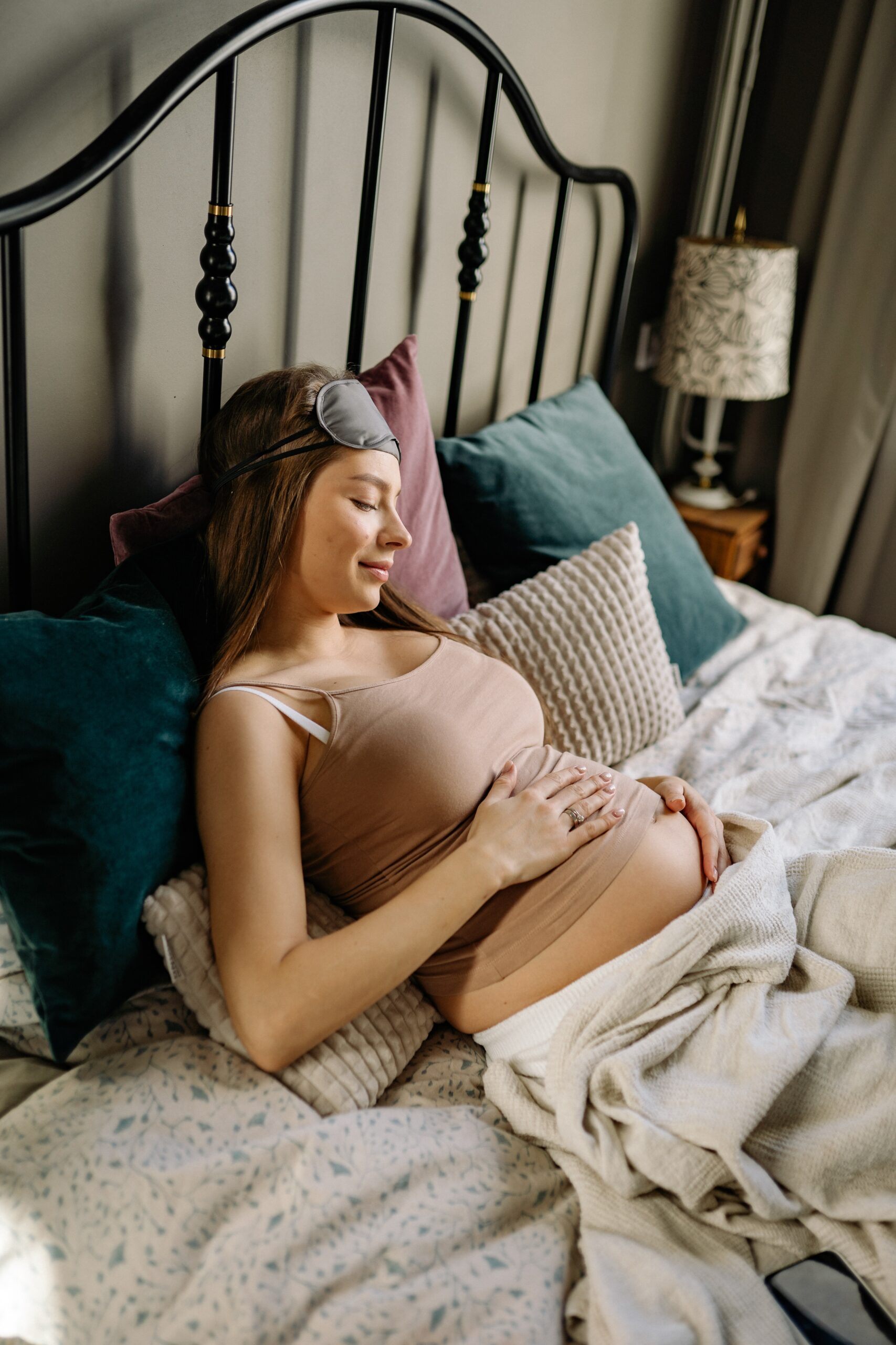 Pregnant woman getting a good night's sleep